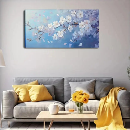 White Flowers Blooming Wall Art canvas office home room framed 120x60cm