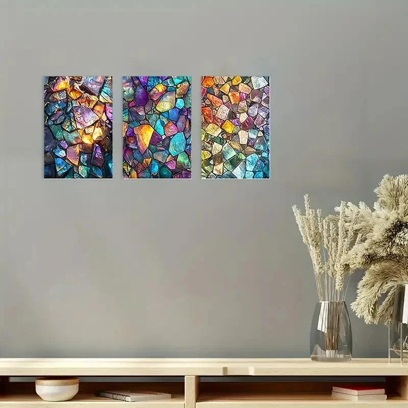 3pcs  Abstract with Iridescent Color Wall Art Set Canvas Framed 60x90cm - High Quality Print 100% Australian Made Wall Canvas Ready to Hang - Bella Home Decor