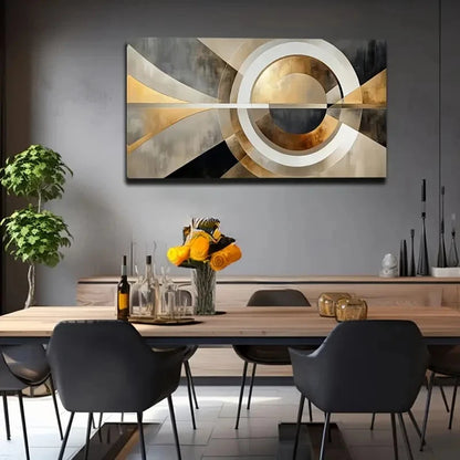 Geometric Shapes Metal Modern Wall Art Canvas Office Home Room Framed 120x60cm