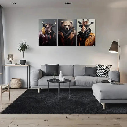 3pcs Stylish Animal Lighting & Fade Metal Print Ready to Hang Art - Bella Home Decor