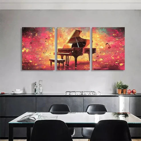 3pcs Grand Piano Music Piano Notes Wall Art Canvas Unframed - High Quality Print 100% Australian Made Wall Canvas