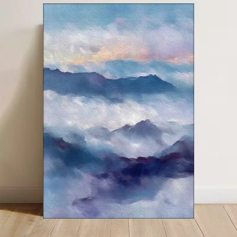 Foggy Mountains Watercolor Painting 60x90cm Metal Print Ready to Hang
