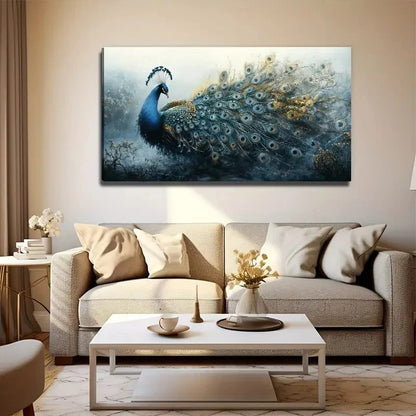 Elegant Blue Green Golden Wall Art Canvas Office Home Room Framed 120x60cm