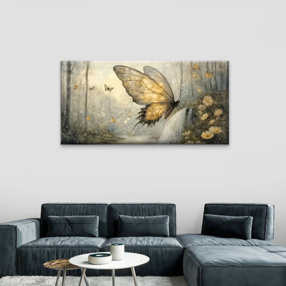 Enchanting Butterfly Waterfall Wall Art Canvas Office Home Room Framed 120x60cm