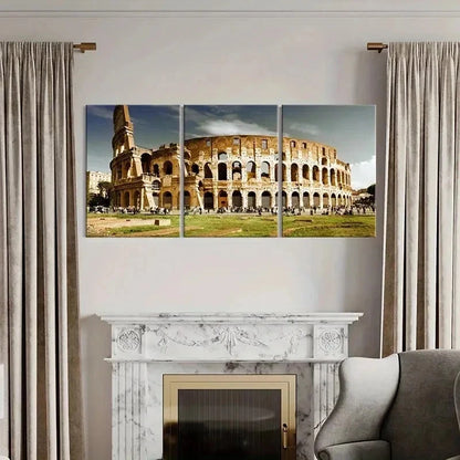 3pcs Rome Colosseum Modern Decoration Wall Art Set Canvas Framed 50x70cm - High Quality Print 100% Australian Made Wall Canvas Ready to Hang
