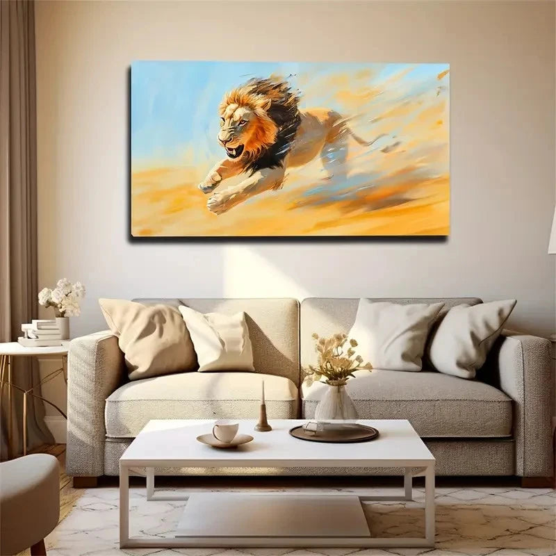 The Galloming Lion Is Suitable Wall Art Canvas Office Home Room Framed 120x60cm