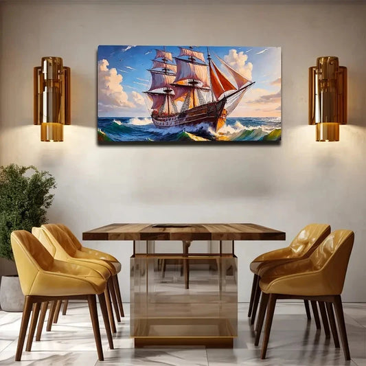 Minimalist Abstract Sailboat Wall Art canvas office home room framed 120x60cm
