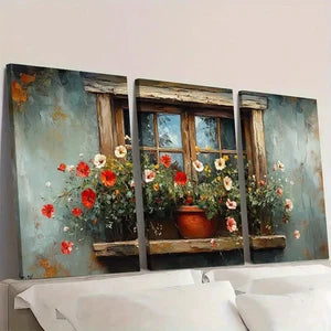3pcs Charming Flower Pot Garden Art GA  Wall Art Set Canvas FrMamed 40x60cm - High Quality Print 100% Australian Made Wall Canvas Ready to Hang - Bella Home Decor