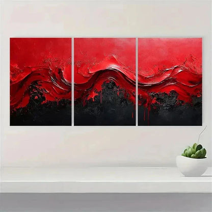 3pcs Extra Red and Black Abstract Wall Art Canvas Unframed - High Quality Print 100% Australian Made Wall Canvas - Bella Home Decor