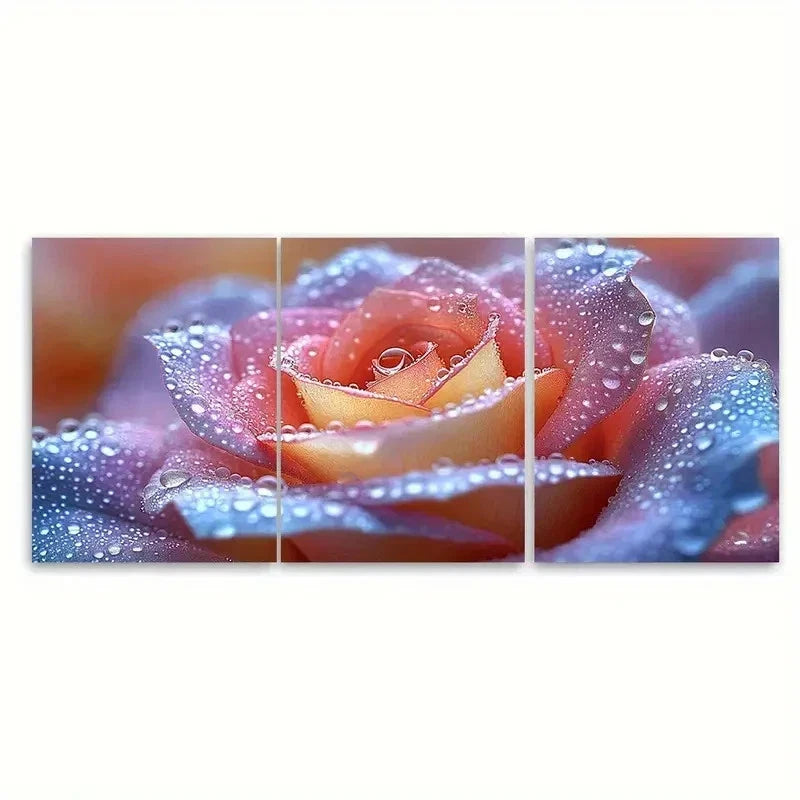 3pcs Pastel Rainbow Rose GH Wall Art Set Canvas Framed 60x90cm - High Quality Print 100% Australian Made Wall Canvas Ready to Hang - Bella Home Decor