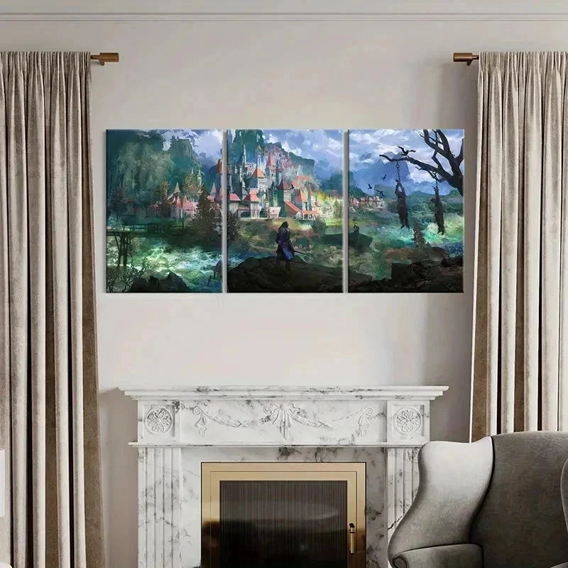 3pcs Game Scenery Art Magical Aesthetics Wall Art Set Canvas Framed 40x60cm - High Quality Print 100% Australian Made Wall Canvas Ready to Hang - Bella Home Decor