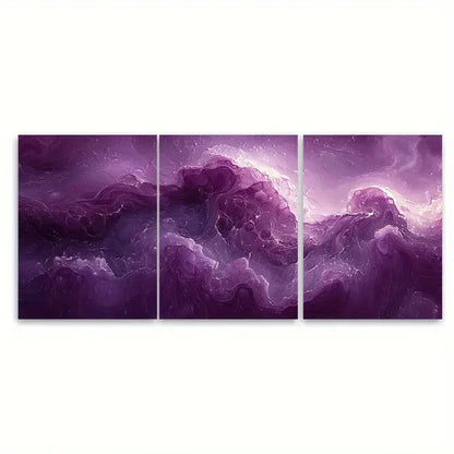 3pcs Purple Fluid Abstract Art L  Wall Art Set Canvas Framed 40x60cm - High Quality Print 100% Australian Made Wall Canvas Ready to Hang