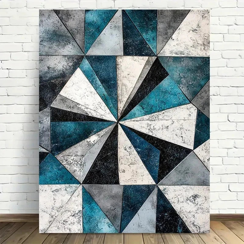 Blue Gray White Black Abstract Painting 40x60cm Metal Print Ready to Hang