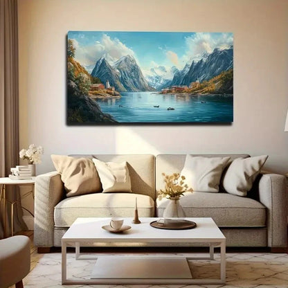 Lake At The Foot Wall Art Canvas Office Home Room Framed 120x60cm