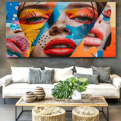 Modern Abstract Portrait Wall Art Canvas Office Home Room Framed 120x60cm