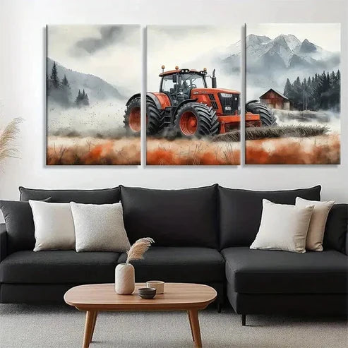 3pcs Farm Tractor Field Majestic Perfect Wall  Art Set Canvas Unframed - High Quality Print 100% Australian Made Wall Canvas
