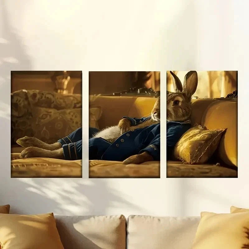 3pcs Peter Rabbit Art Classic Style, Frameless Wall Art Set Canvas Framed 50x70cm - High Quality Print 100% Australian Made Wall Canvas Ready to Hang