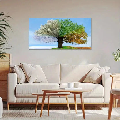 Four Seasons Tree Of Life Walcl Art Canvas Office Home Room Framed 120x60cm - Bella Home Decor