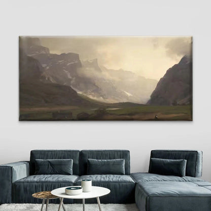Misty Mountain Valley Landscape Wall Art Canvas Office Home Room Framed 120x60cm
