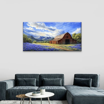 Hill barn Purple Flower Wall Art Canvas Office Home Room Framed 120x60cm