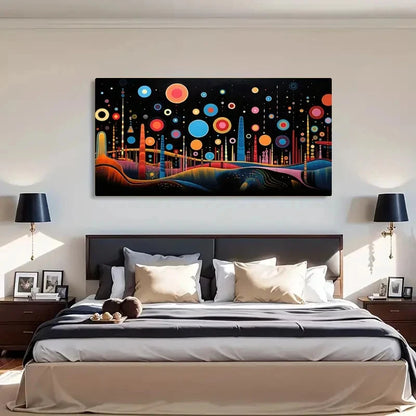 Vibrant Abstract Circle Modern Wall Art Canvas Office Home Room Framed 120x60cm - Bella Home Decor