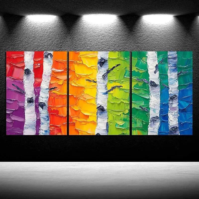 3pcs Colorful Trees Purple Green Blue Metal Print Ready to Hang Art - Bella Home Decor