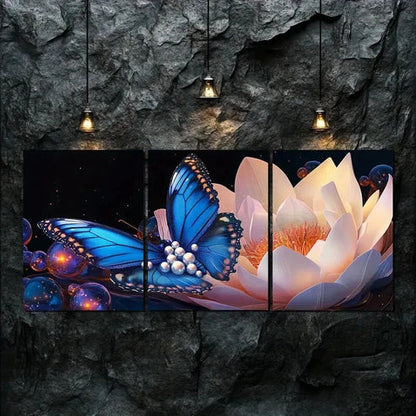 3pcs Beautiful Blue Butterfly Nature Perfect Wall Art Set Canvas Unframed - High Quality Print 100% Australian Made Wall Canvas