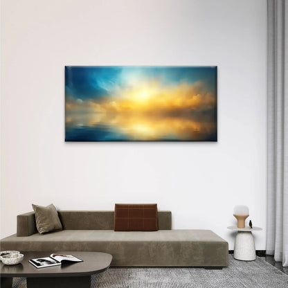 Ocean Sunset Light Perfect Wall Art Canvas Office Home Room Framed 120x60cm