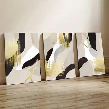 3pcs Abstract Black & Golden Décor Perfect Wall Art Canvas Unframed - High Quality Print 100% Australian Made Wall Canvas - Bella Home Decor