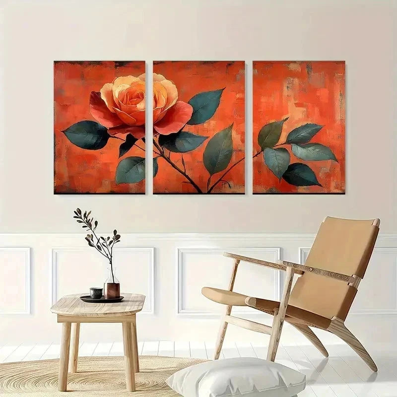 3pcs Vintage Rose By Emile Bernard Perfect Wall Art Set Canvas Framed 50x70cm - High Quality Print 100% Australian Made Wall Canvas Ready to Hang