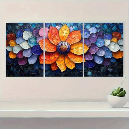 3pcs Wildflower Painting Bold Radiant Metal Print Ready to Hang Art - Bella Home Decor