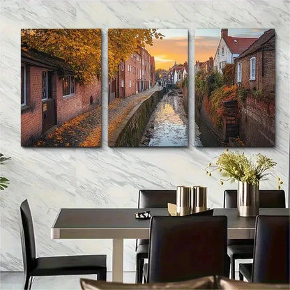 3pcs England Norwich Modern Décor Perfect Wall Art Set Canvas Framed 50x70cm - High Quality Print 100% Australian Made Wall Canvas Ready to Hang