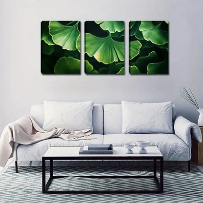 3pcs Green Ginkgo Leaf Wall Art Set Canvas Unframed - High Quality Print 100% Australian Made Wall Canvas