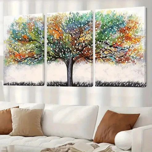 3pcs Modern Colorful Abstract Tree of Life Wall Art Set Canvas Unframed - High Quality Print 100% Australian Made Wall Canvas