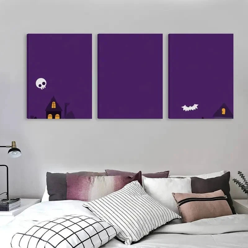 3pcs A Spooky Night In A Graveyard  Wall Art Set Canvas Framed 40x60cm - High Quality Print 100% Australian Made Wall Canvas Ready to Hang - Bella Home Decor
