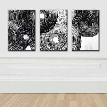 3pcs Abstract Wood Rings Metal Print Ready to Hang Art - Bella Home Decor