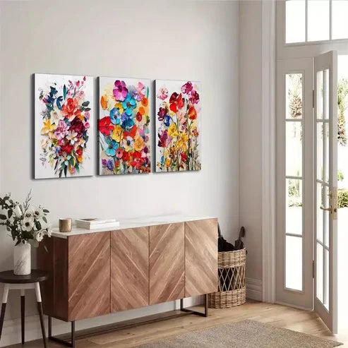 3pcs Watercolor Floral Canvas Framed 60X90cm - High Quality Print 100% Australian Made Wall Canvas Ready to Hang - Bella Home Decor