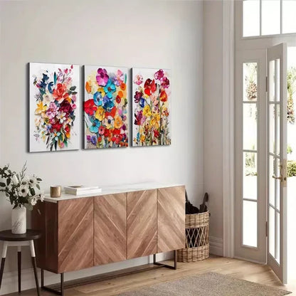 3pcs Watercolor Floral Canvas Framed 60X90cm - High Quality Print 100% Australian Made Wall Canvas Ready to Hang - Bella Home Decor