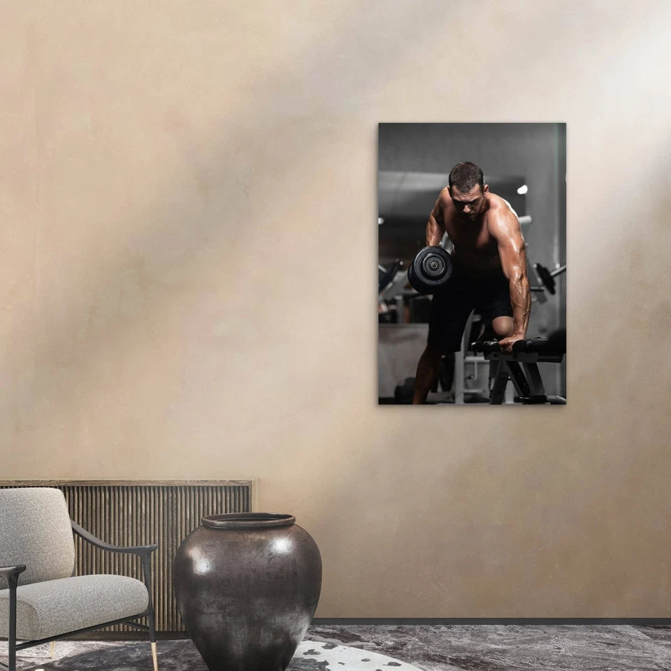 Heavy Dumbbell Row 5mm thick Plastic Poster Ready to Hang 90x60cm
