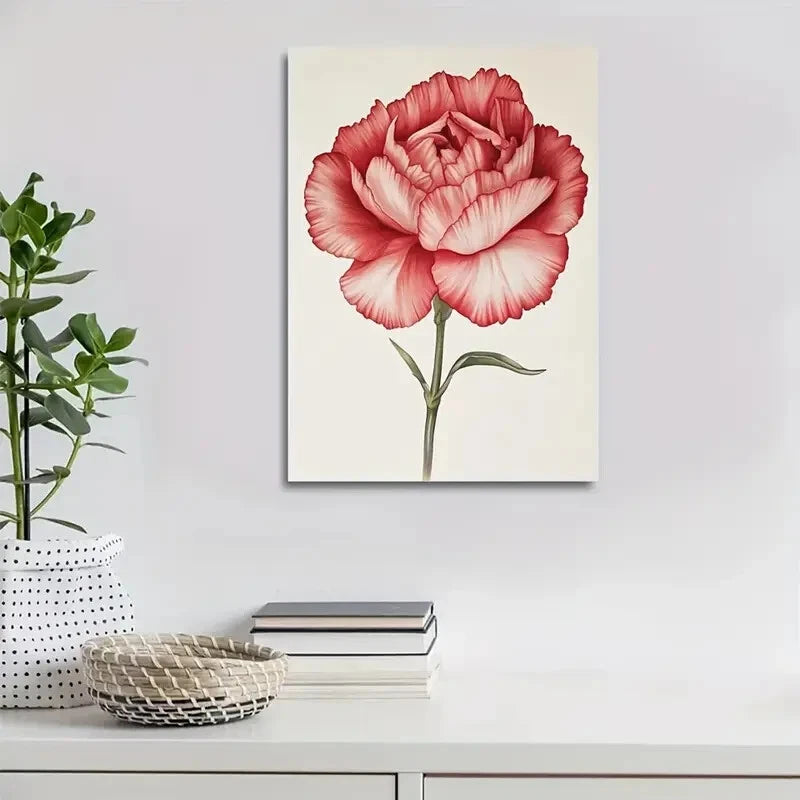 Vibrant Red Flower Painting  40x60cm Metal Print Ready to Hang - Bella Home Decor