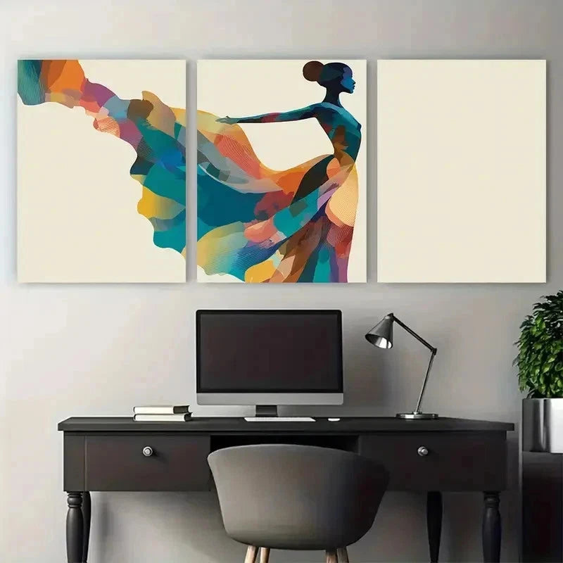 3pcs Abstract Dancer Silhouette Perfect Wall Art Set Canvas Framed 50x70cm - High Quality Print 100% Australian Made Wall Canvas Ready to Hang - Bella Home Decor