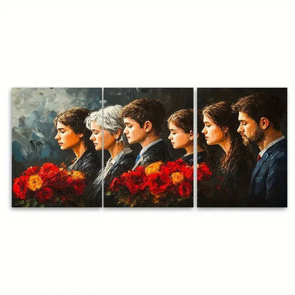 3pcs Elegant Floral Design with Red Roses  Wall Art Set Canvas Framed 50x70cm - High Quality Print 100% Australian Made Wall Canvas Ready to Hang