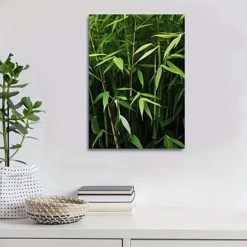 Emerald Green Bamboo Grass Meadow 40x60cm Metal Print Ready to Hang