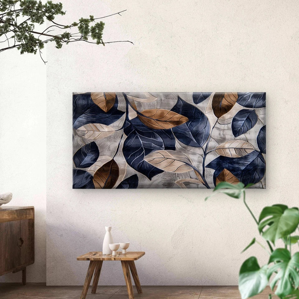 Modern Floral Geometry Gold Wall Art Canvas Office Home Room Framed 120x60cm - Bella Home Decor