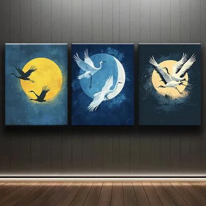 3pcs Moonlight Moon Blue Night Dark Perfect Wall Art Set Canvas Unframed - High Quality Print 100% Australian Made Wall Canvas