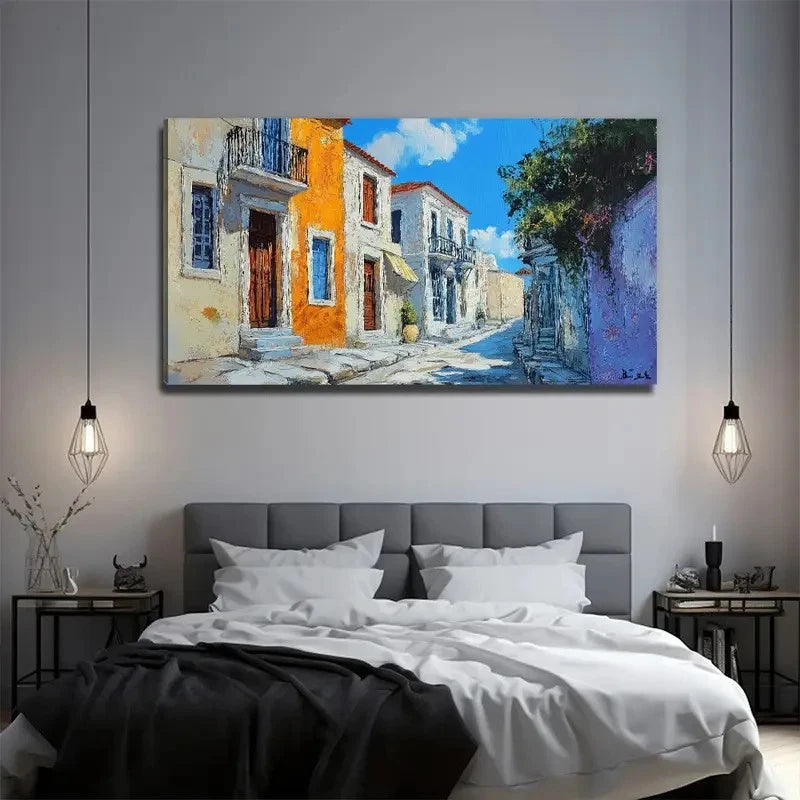 Modern Building European Street Wall Art Canvas Office Home Room Framed 120x60cm