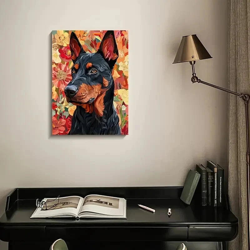 Beautiful Beauceron Dog Measuring Painting 40x60cm Metal Print Ready to Hang - Bella Home Decor
