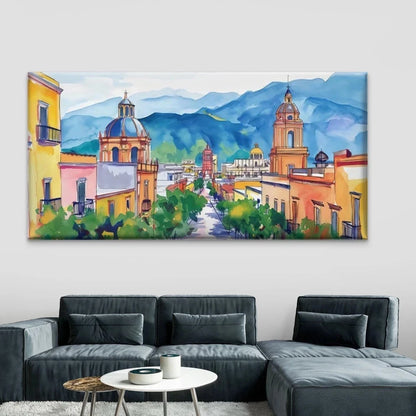 Street Architecture Landscape Wall Art Canvas Office Home Room Framed 120x60cm