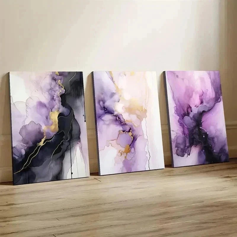 3pcs Purple Wall Art, Purple Wall Art Set Canvas Framed 60x90cm - High Quality Print 100% Australian Made Wall Canvas Ready to Hang