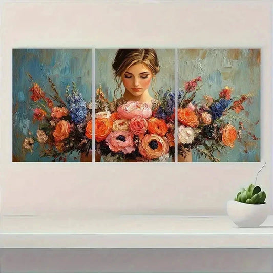 3pcs bridal bouquet elegant bridal perfect wall art set canvas framed 40x60cm - high quality print 100% australian made wall canvas ready to hang